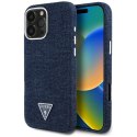 Etui Guess Denim Triangle Logo MagSafe na iPhone 16 Pro Max - niebieskie Guess