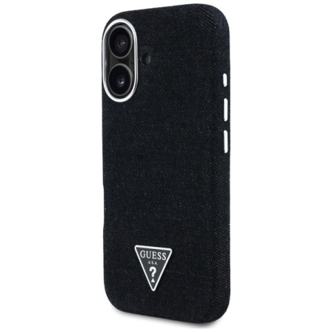 Etui Guess Denim Triangle Logo MagSafe na iPhone 16 - czarne Guess