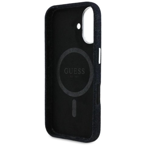 Etui Guess Denim Triangle Logo MagSafe na iPhone 16 - czarne Guess