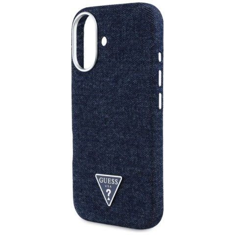 Etui Guess Denim Triangle Logo MagSafe na iPhone 16 - niebieskie Guess