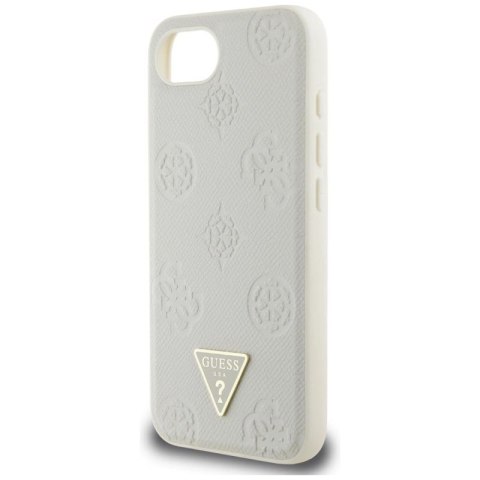 Etui Guess Grained Hot Stamp Peony Triangle Logo MagSafe na iPhone 16e - beżowe Guess