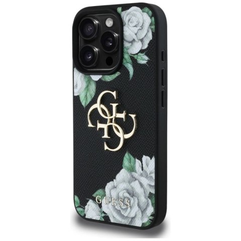 Etui Guess Grained Roses Big 4G logo na iPhone 16 Pro Max - czarne Guess