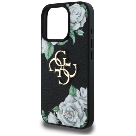 Etui Guess Grained Roses Big 4G logo na iPhone 16 Pro Max - czarne Guess