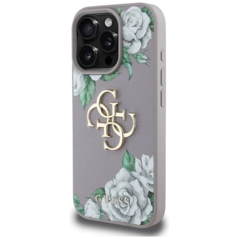 Etui Guess Grained Roses Big 4G logo na iPhone 16 Pro Max - fioletowe Guess