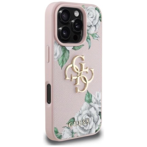 Etui Guess Grained Roses Big 4G logo na iPhone 16 Pro Max - różowe Guess