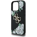 Etui Guess Grained Roses Big 4G logo na iPhone 16 Pro - czarne Guess