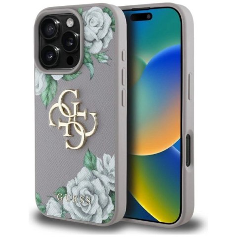Etui Guess Grained Roses Big 4G logo na iPhone 16 Pro - fioletowe Guess