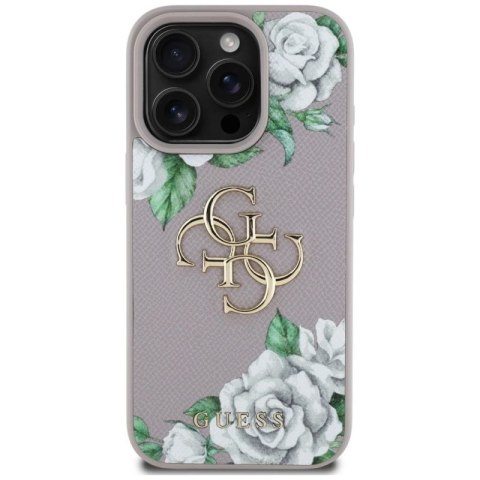 Etui Guess Grained Roses Big 4G logo na iPhone 16 Pro - fioletowe Guess
