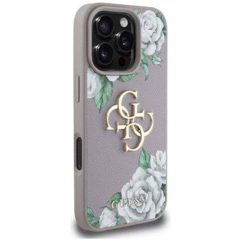 Etui Guess Grained Roses Big 4G logo na iPhone 16 Pro - fioletowe Guess