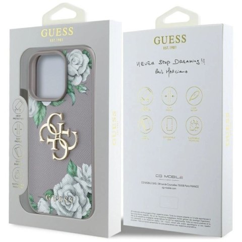 Etui Guess Grained Roses Big 4G logo na iPhone 16 Pro - fioletowe Guess