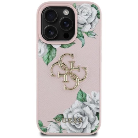 Etui Guess Grained Roses Big 4G logo na iPhone 16 Pro - różowe Guess
