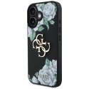 Etui Guess Grained Roses Big 4G logo na iPhone 16 - czarne Guess