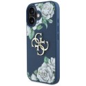 Etui Guess Grained Roses Big 4G logo na iPhone 16 - niebieskie Guess
