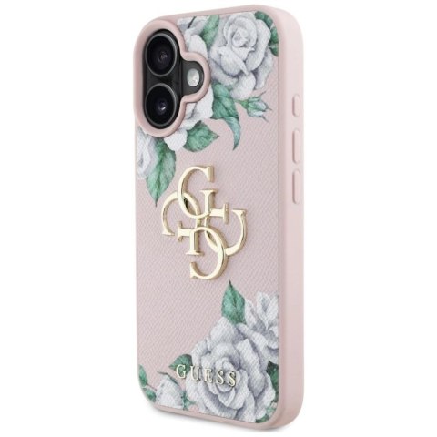 Etui Guess Grained Roses Big 4G logo na iPhone 16 - różowe Guess