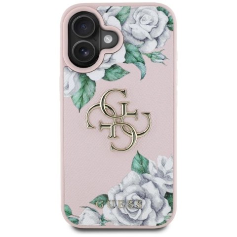 Etui Guess Grained Roses Big 4G logo na iPhone 16 - różowe Guess