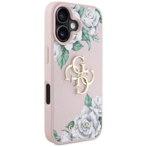 Etui Guess Grained Roses Big 4G logo na iPhone 16 - różowe Guess