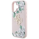 Etui Guess Grained Roses Big 4G logo na iPhone 16 - różowe Guess