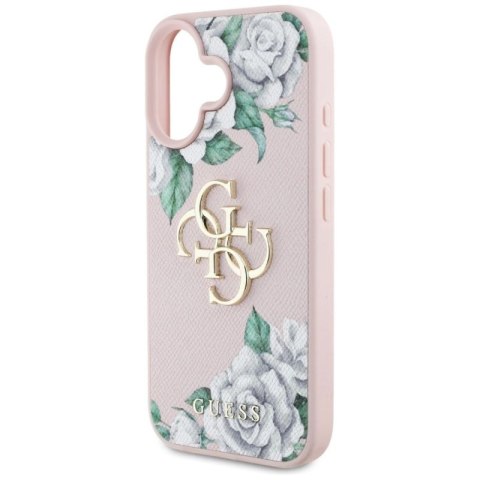 Etui Guess Grained Roses Big 4G logo na iPhone 16 - różowe Guess