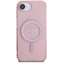 Etui Guess IML Glitter Circle MagSafe na iPhone 16e - różowe Guess