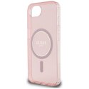 Etui Guess IML Glitter Circle MagSafe na iPhone 16e - różowe Guess