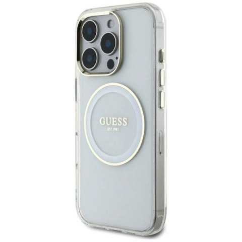 Etui Guess IML Metal Colored Circle Classic Logo MagSafe na iPhone 16 Pro Max - białe Guess