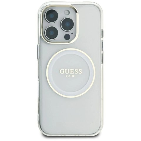 Etui Guess IML Metal Colored Circle Classic Logo MagSafe na iPhone 16 Pro Max - białe Guess