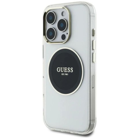 Etui Guess IML Metal Colored Circle Classic Logo MagSafe na iPhone 16 Pro Max - czarne Guess