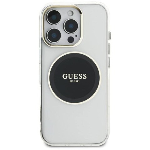 Etui Guess IML Metal Colored Circle Classic Logo MagSafe na iPhone 16 Pro Max - czarne Guess