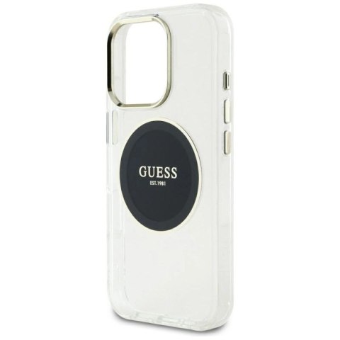 Etui Guess IML Metal Colored Circle Classic Logo MagSafe na iPhone 16 Pro Max - czarne Guess