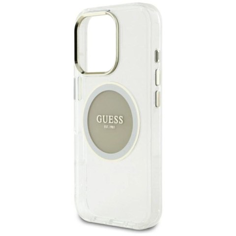 Etui Guess IML Metal Colored Circle Classic Logo MagSafe na iPhone 16 Pro Max - szare Guess