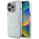 Etui Guess IML Metal Colored Circle Classic Logo MagSafe na iPhone 16 Pro - białe Guess
