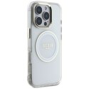 Etui Guess IML Metal Colored Circle Classic Logo MagSafe na iPhone 16 Pro - białe Guess