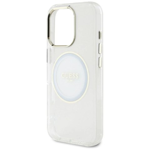 Etui Guess IML Metal Colored Circle Classic Logo MagSafe na iPhone 16 Pro - białe Guess