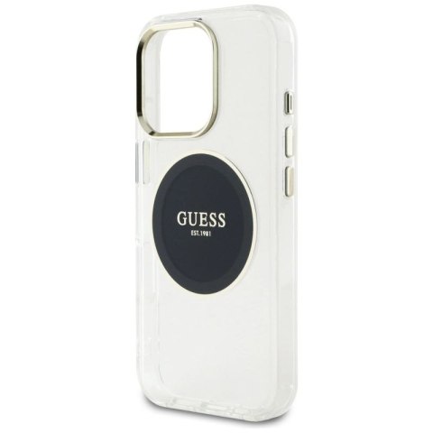 Etui Guess IML Metal Colored Circle Classic Logo MagSafe na iPhone 16 Pro - czarne Guess