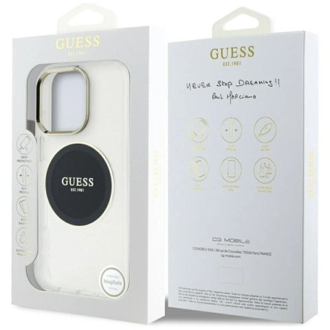 Etui Guess IML Metal Colored Circle Classic Logo MagSafe na iPhone 16 Pro - czarne Guess