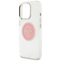 Etui Guess IML Metal Colored Circle Classic Logo MagSafe na iPhone 16 Pro - różowe Guess