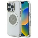 Etui Guess IML Metal Colored Circle Classic Logo MagSafe na iPhone 16 Pro - szare Guess