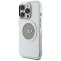 Etui Guess IML Metal Colored Circle Classic Logo MagSafe na iPhone 16 Pro - szare Guess