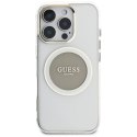 Etui Guess IML Metal Colored Circle Classic Logo MagSafe na iPhone 16 Pro - szare Guess