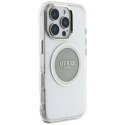 Etui Guess IML Metal Colored Circle Classic Logo MagSafe na iPhone 16 Pro - szare Guess