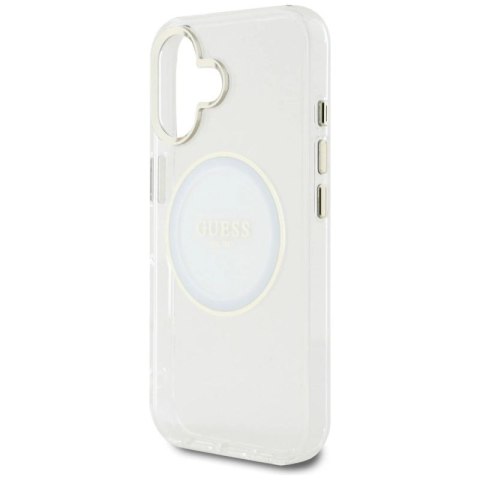 Etui Guess IML Metal Colored Circle Classic Logo MagSafe na iPhone 16 - białe Guess