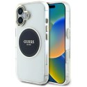 Etui Guess IML Metal Colored Circle Classic Logo MagSafe na iPhone 16 - czarne Guess
