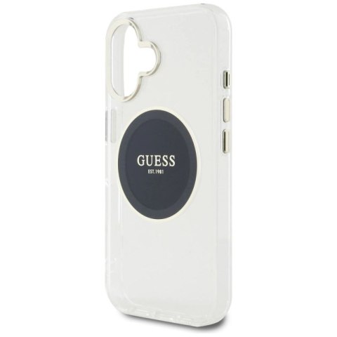 Etui Guess IML Metal Colored Circle Classic Logo MagSafe na iPhone 16 - czarne Guess
