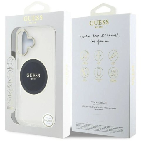 Etui Guess IML Metal Colored Circle Classic Logo MagSafe na iPhone 16 - czarne Guess