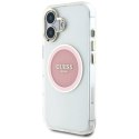 Etui Guess IML Metal Colored Circle Classic Logo MagSafe na iPhone 16 - różowe Guess