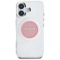 Etui Guess IML Metal Colored Circle Classic Logo MagSafe na iPhone 16 - różowe Guess