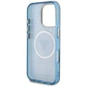 Etui Guess IML Metal Glitter 4G Circle Triangle MagSafe na iPhone 16 Pro Max - niebieskie Guess