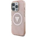 Etui Guess IML Metal Glitter 4G Circle Triangle MagSafe na iPhone 16 Pro Max - różowe Guess