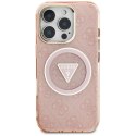 Etui Guess IML Metal Glitter 4G Circle Triangle MagSafe na iPhone 16 Pro Max - różowe Guess