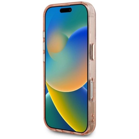 Etui Guess IML Metal Glitter 4G Circle Triangle MagSafe na iPhone 16 Pro Max - różowe Guess